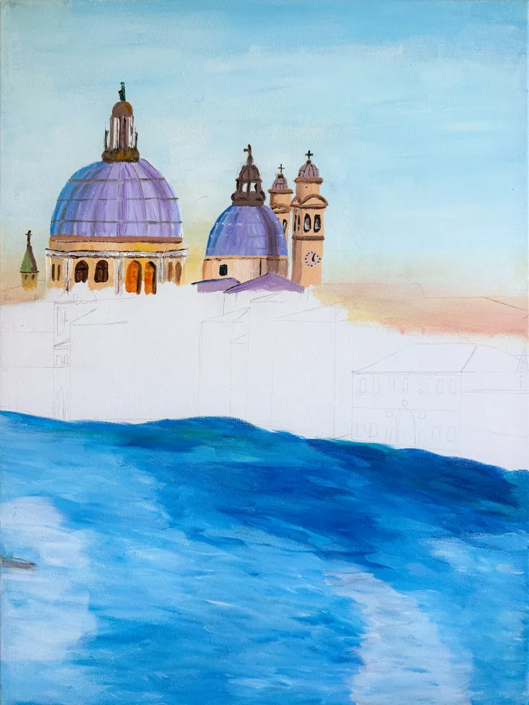 Venice painting in progress — panel two