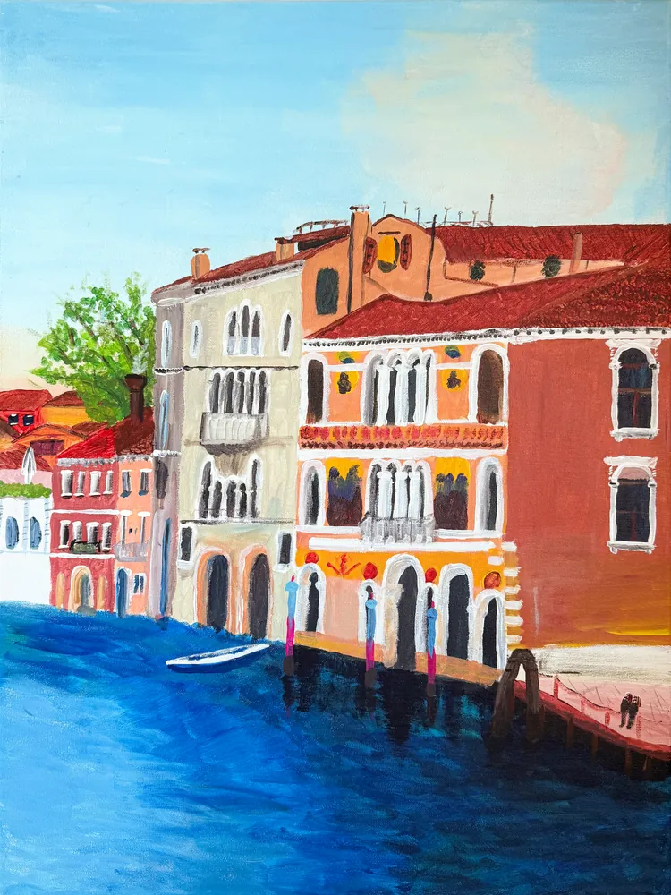 Venice painting in progress — panel three